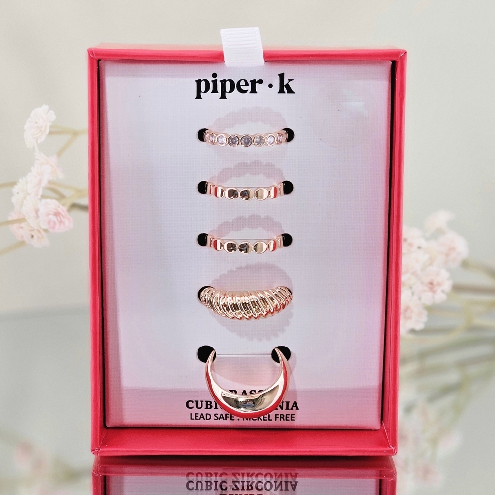 Piper K Rings Gold Tone 5 Rings Gifts Valentine's Day Boho Birthday Gifts